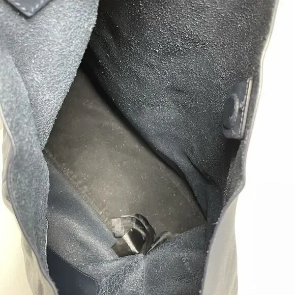 ALLSAINTS Captains Tote Women Navy Blue Leather Bag Shoulder Strap Chain Purse - Picture 15 of 16